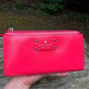 Kate Spade Hot Coral Pink Wristlet Wallet